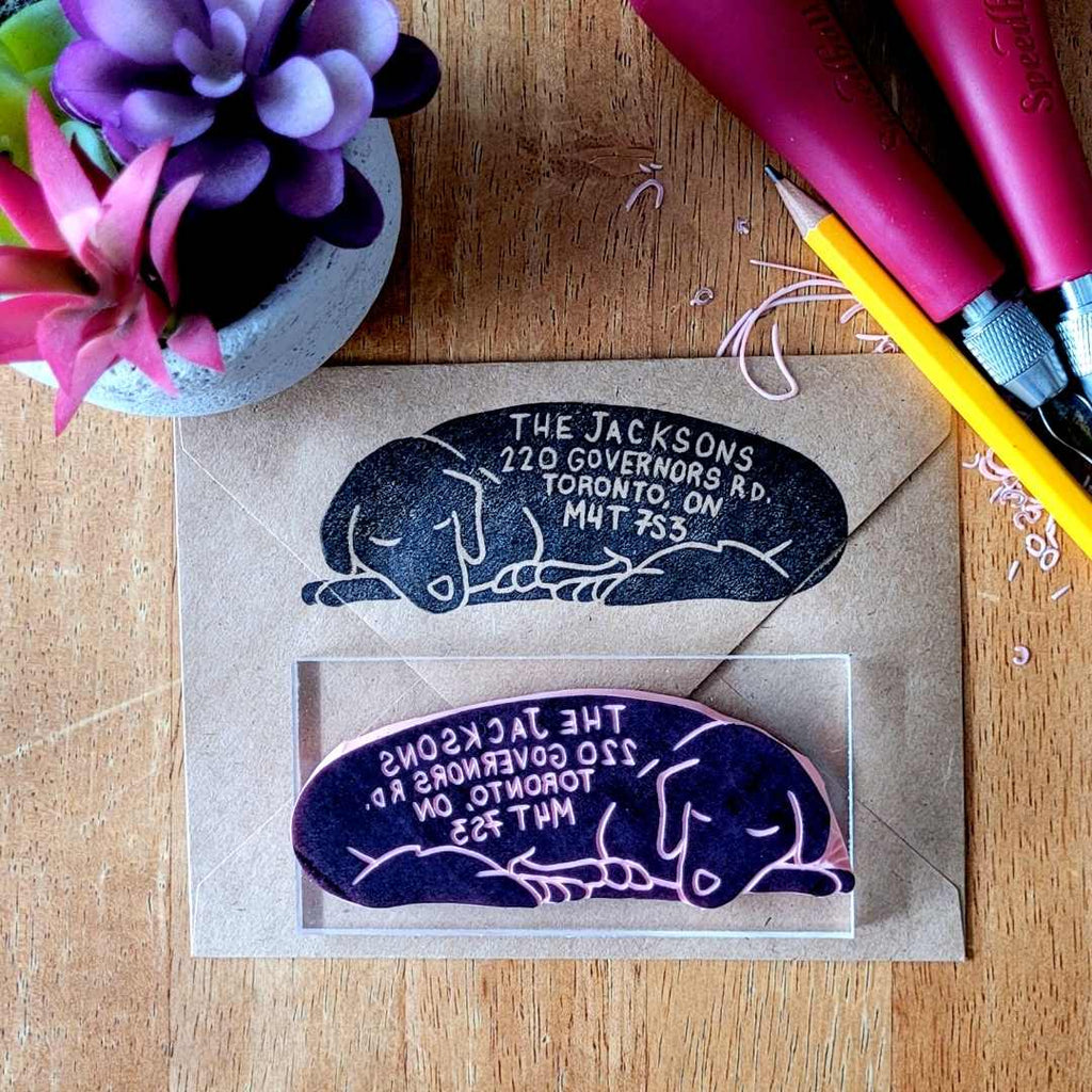 Sleeping Dog Return Address Stamp | Salt & Paper