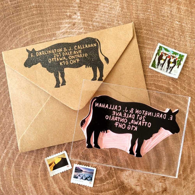 rubber stamp, cow, farmer, farming, farmer gift, unique gift for dad, gift for farmer